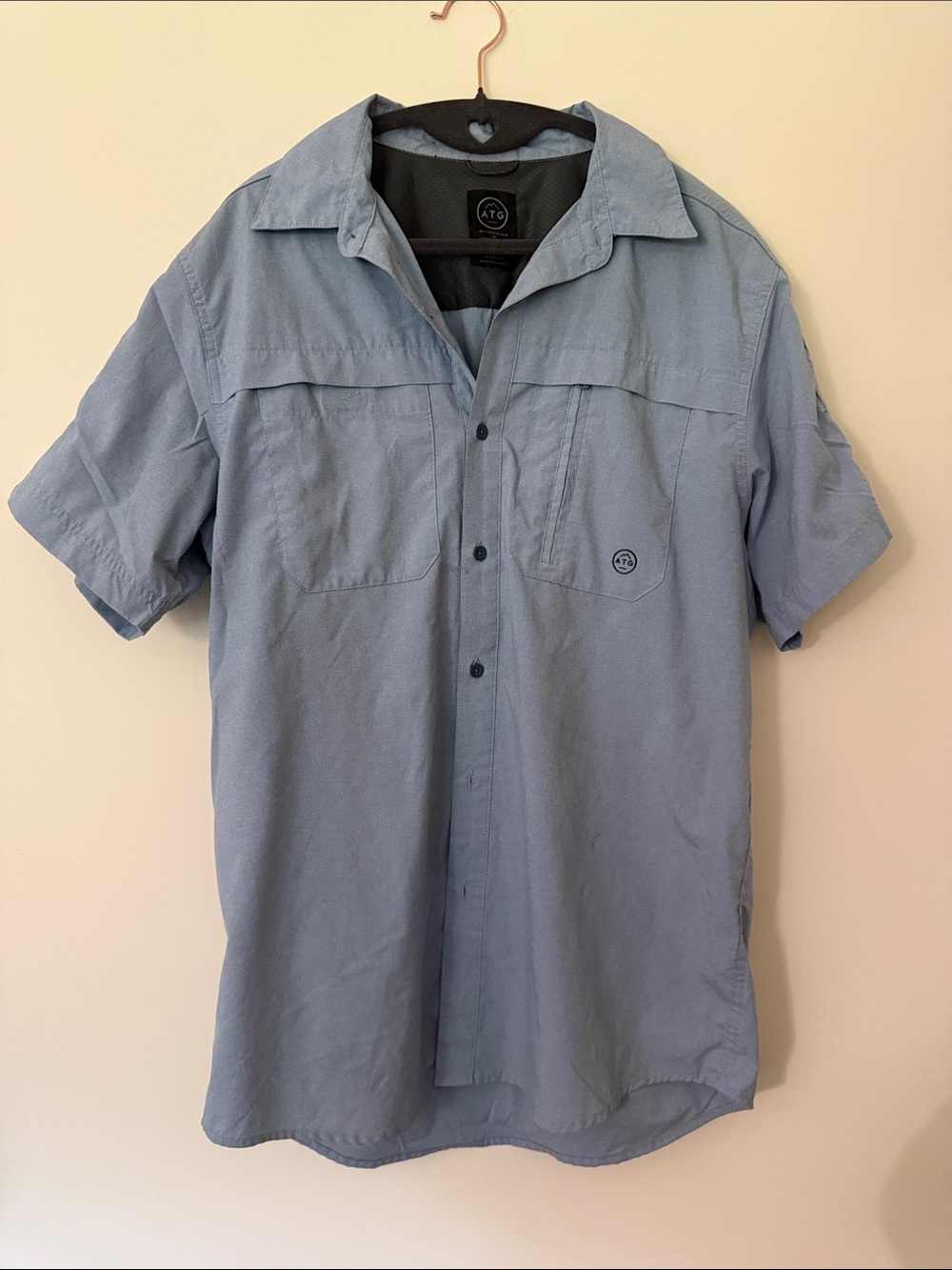 Light Blue Short-Sleeve ATG Men’s Shirt - Casual Button-Up